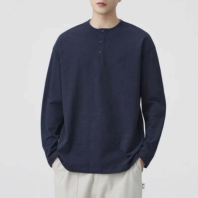 

Новая мужская свободная толстовка Z9029 из бамбукового хлопка, базовый слой, универсальная, осенняя, в стиле ретро, чистый стиль, Cleanfit Sle