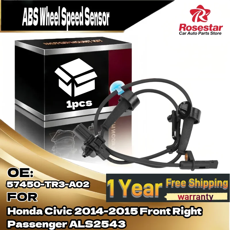 

Датчик скорости переднего правого колеса ABS для Honda Civic 2014-2015, сторона пассажира 57450-TR3-A02 ALS2543