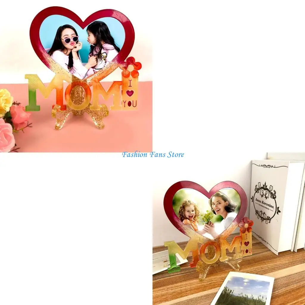 

MOM Love Heart Photo Frame UV Epoxy Resin Mold Picture Frame Silicone Mould DIY