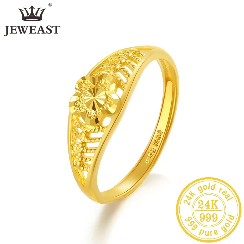 

JLZB 24K Pure Gold Ring Real AU 999 Solid Gold Rings Elegant Shiny Beautiful Upscale Trendy Classic Jewelry Hot Sell New 2023