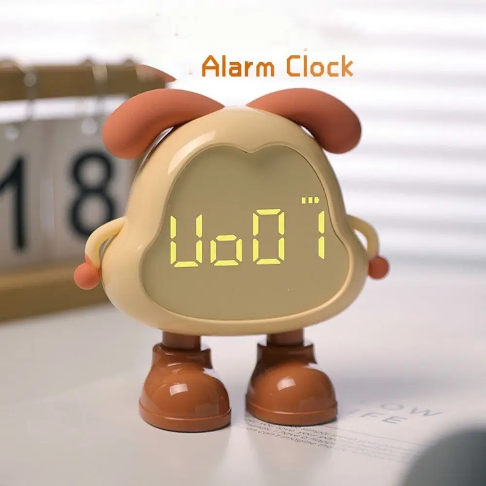 

With Light Puppy Alarm Clock Large Volume USB Rechargeable Children's Night Light Timer LED Display Cute Bedside Clock