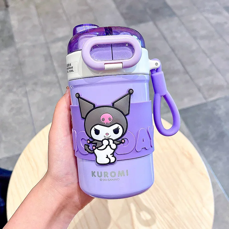 Kawaii Sanrio Water Bottle Kuromi Cinnamoroll Cartoon Anime Cup Cover Water Bottle Straw Drinking Cup Cute Gift Water Cup