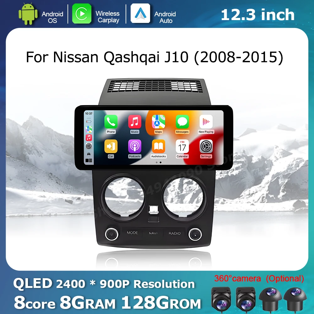 Android OS Car Display Screen for Nissan Qashqai J10 2008 - 2015 Multimedia Radio Player DSP Stereo BT GPS Navi Wireless Carplay