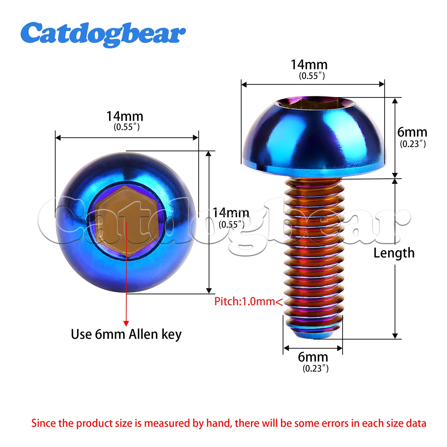 Catdogbear Titanium Bolt M6x17mm Round Head Scerw for Honda Motorcycle  Disc Rotor Screw