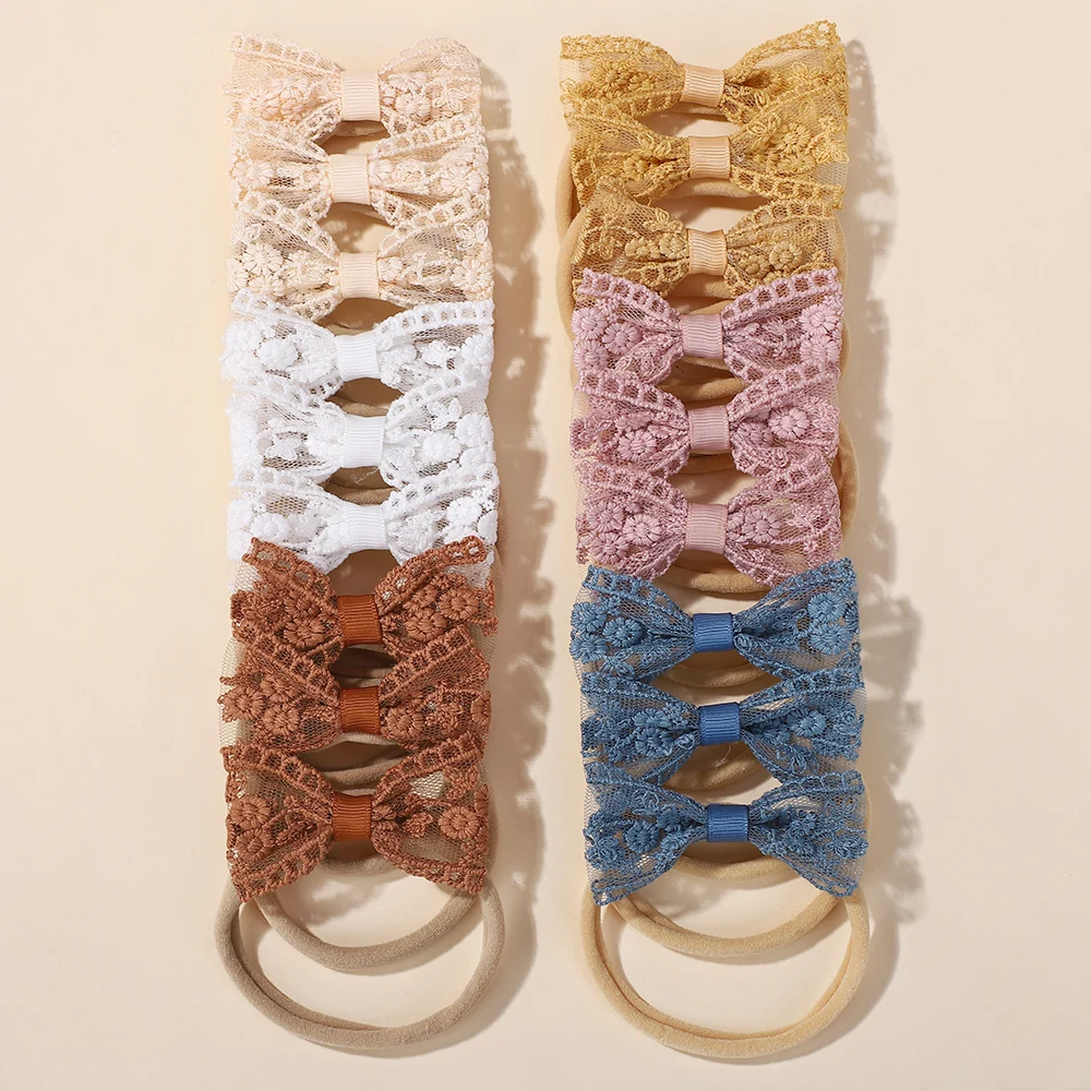 

20pcs/Set Baby Girls Lace Embroidery Bowknot Headband Assorted Colors Cute Nylon Headwear Kids Hair Accessories