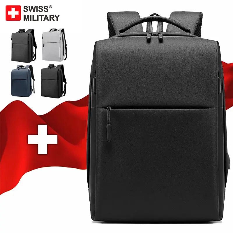 SWISS MILITARY Travel Backpack Men Business Backpack School Expandable USB Bag Large Capacity 15 Laptop Waterproof Backpack