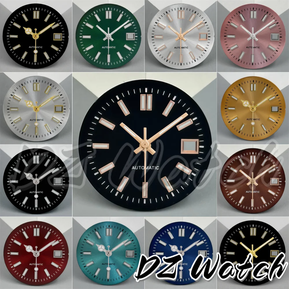 DZ 20.5mm New Sterile Scale Bar Nail Dial + Watch Pointer Green Luminous Suitable for NH05 NH06 Movement Watch Replacement Parts