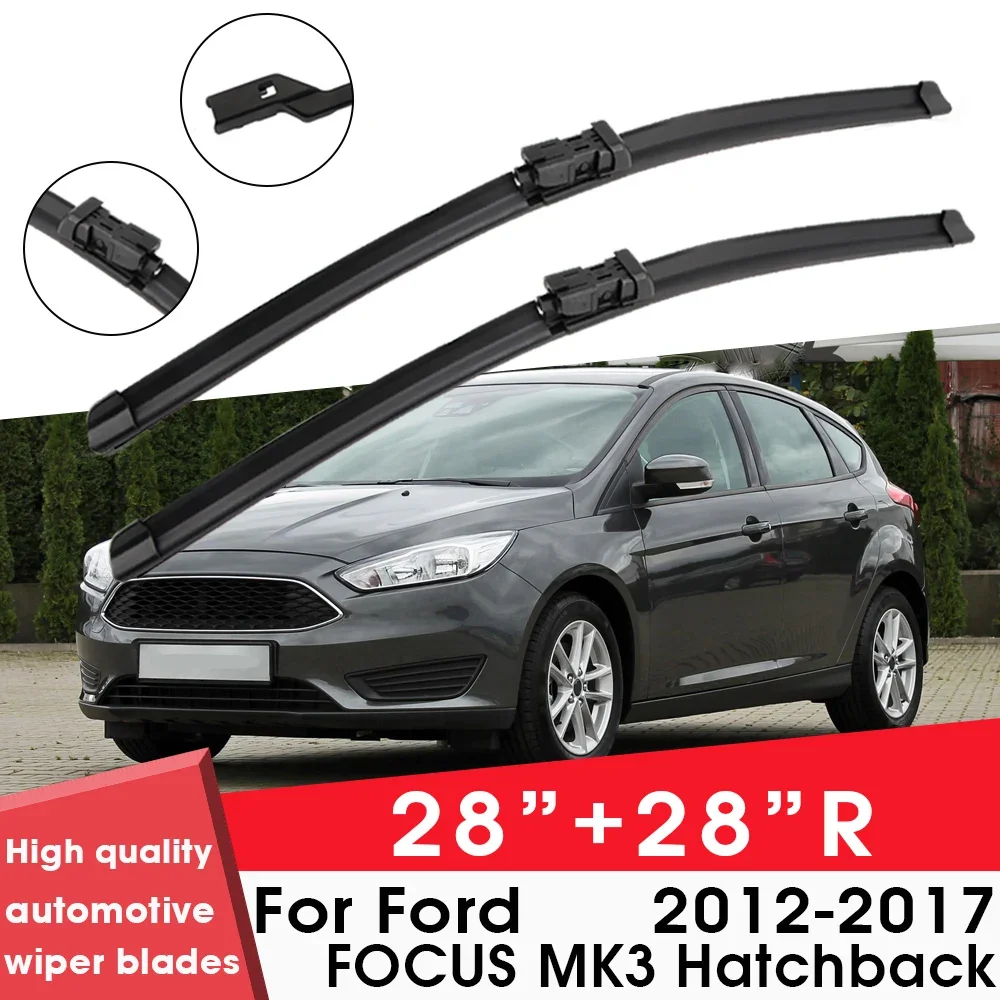 

Car Wiper Blade Blades For Ford FOCUS MK3 Hatchback 2012-2017 28"+28"R Windshield Windscreen Clean Rubber Silicon Cars Wipers