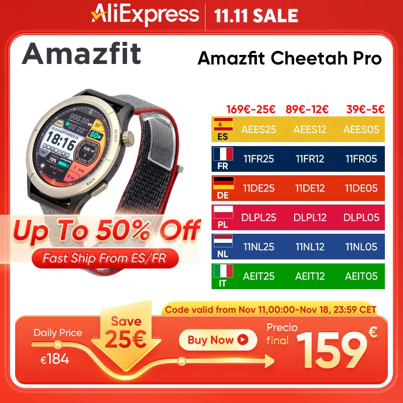 Amazfit Cheetah Pro Running Smartwatch for Men‘s  Dual GPS 50m Waterproof Outdoor Sports Heart Rate  Blood Oxygen Monitorin