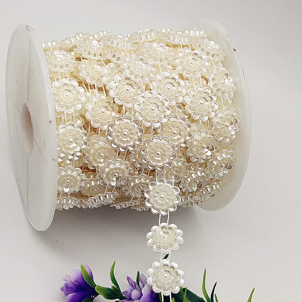 2YD Fishbone Cube Lotus Imitation Pearl Connected Beads DIY Wire Diamond Doll Wedding Beads Chain Bead String Accessories