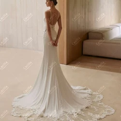 Gorgeous Wedding Dresses Glamorous Bridal Gowns Lace Appliques Sweep Train Robes For Formal Party Vestidos De Novia Customized