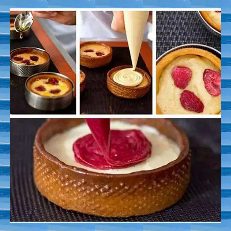 

AT53 10Pack 8Cm Stainless Steel Tart Rings Circular Tart Rings Perforation Cake Ring Mold Mousse Mold Kitchen Baking Mould