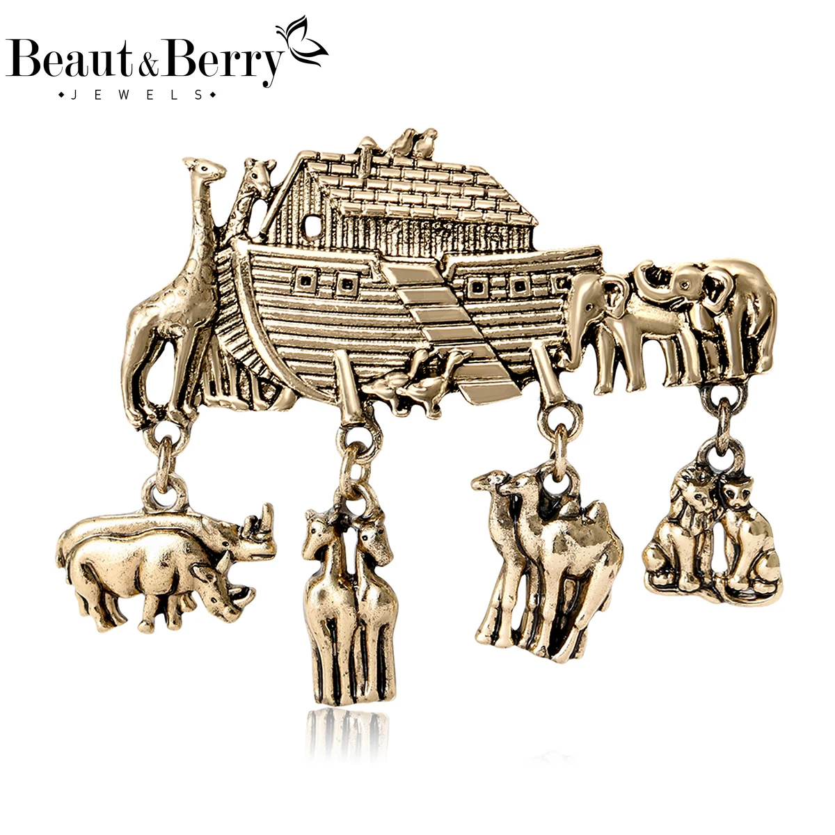 

Beaut&Berry Trendy Enamel Noah’s Ark Brooches for Women Unisex Animal Pins Casual Party Jewelry Accessories Gifts Decoration