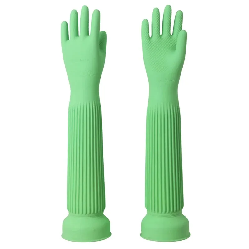 Latex Waterproof Long Gloves 58cm Green Pink Thicken Gardening Car Cleaning Dish Cloth Washing Elbow Lengthen Ultra Gloves