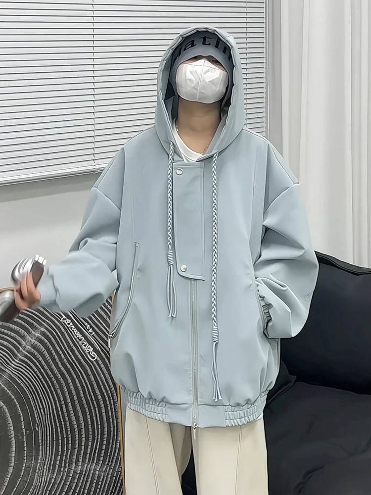 

Светло-голубая американская кожаная куртка с капюшоном для мужчин и женщин, осенняя мотоциклетная куртка Cleanfit, бейсбольная куртка в уличном стиле