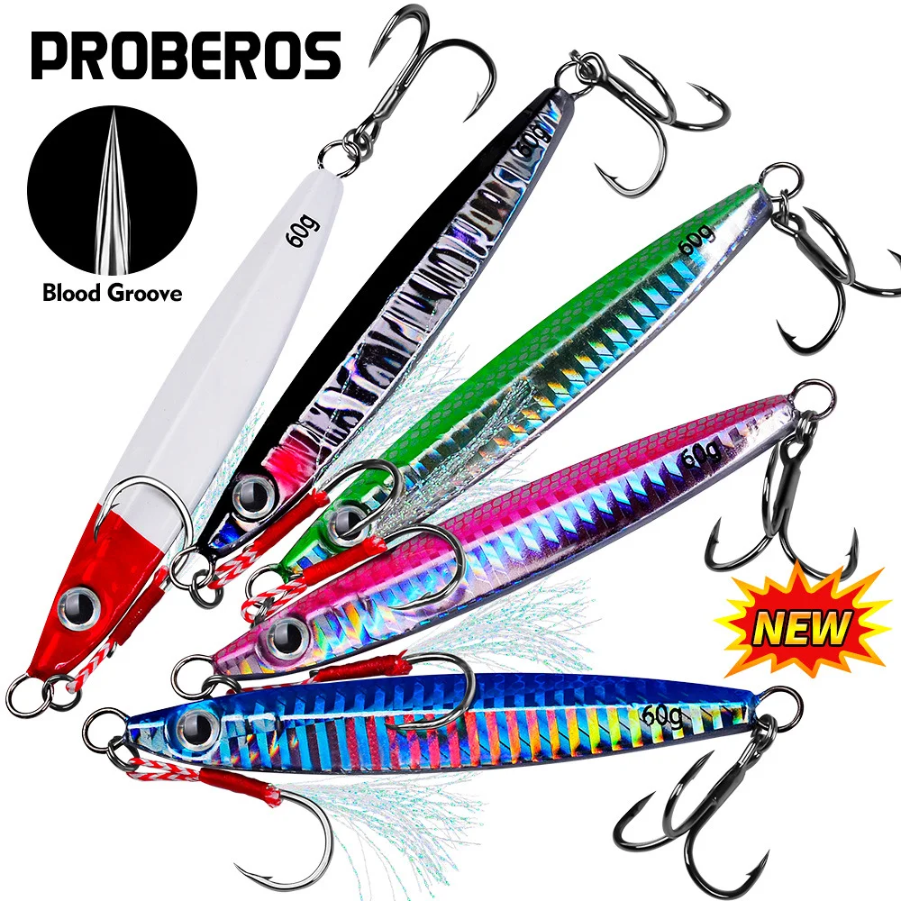 PROBEROS 1 Stück Metall-Jig, 10 g, 15 g, 20 g, 30 g, 40 g, 60 g, langlebiger bionischer Hartköder mit realistischem Design – perfektes Meeresangelzubehör