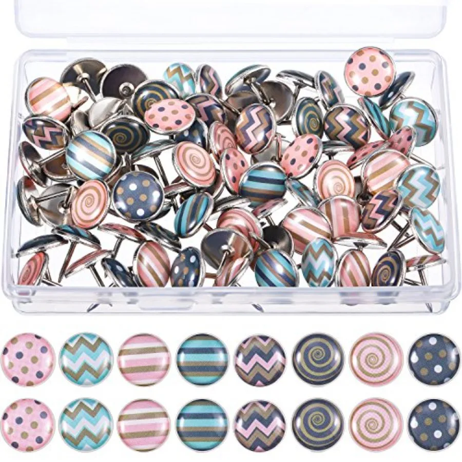 

80 Pieces Creative Push Pins Decorative Thumbtacks for Wall Maps, Photos, Bulletin Board or Cork Boards, 8 Different Patterns M