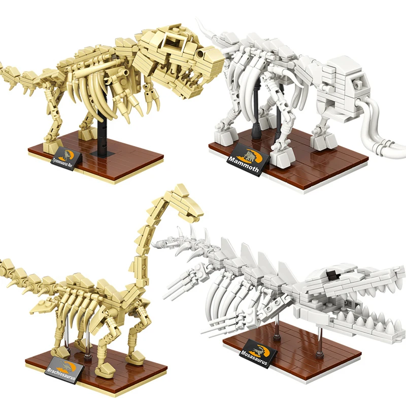 Jurassic Dinosaur World Park Dino Fossil Building Blocks Triceratop  Skeleton Bricks Toys Prehistoric Creatures Dinosaur Battle