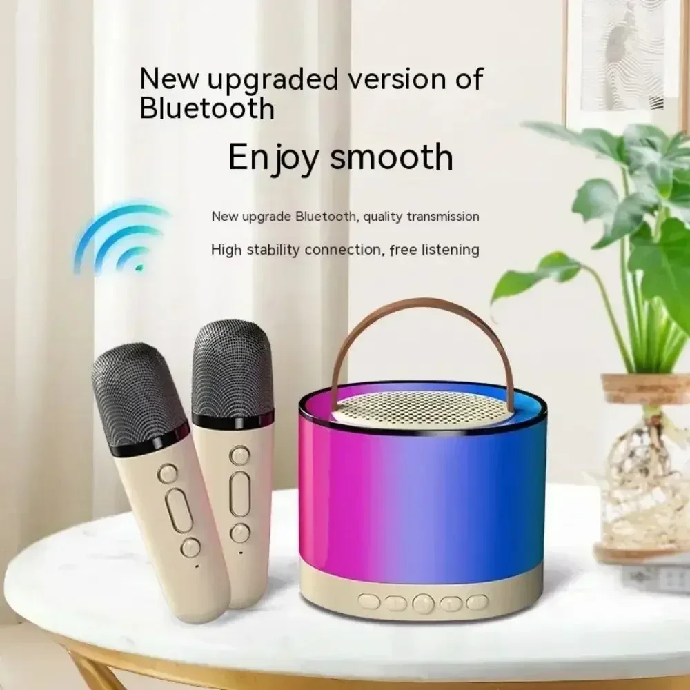 K52 Wireless Bluetooth Speaker Karaoke Machine With 2 Microphone Portable Multifunctional Audio Music Player for Child Home Gift