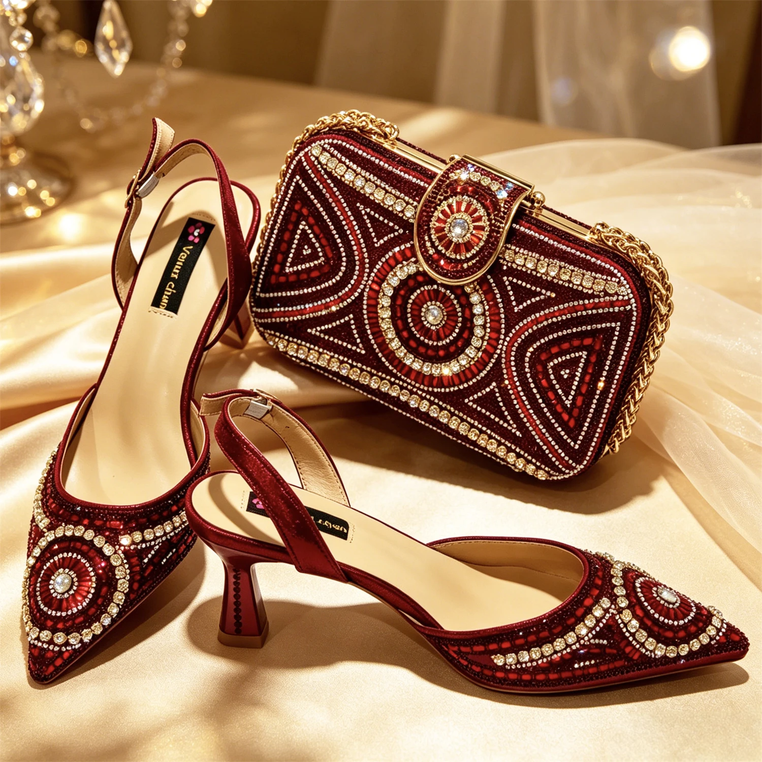 Nuevos Tacones Italianos de Diseño con Punta Abierta para Mujer 2026, Zapatos de Tacón con Diamantes de Colores Elegantes para Fiesta y Conjunto de Bolsos a Juego para Ocasiones Especiales