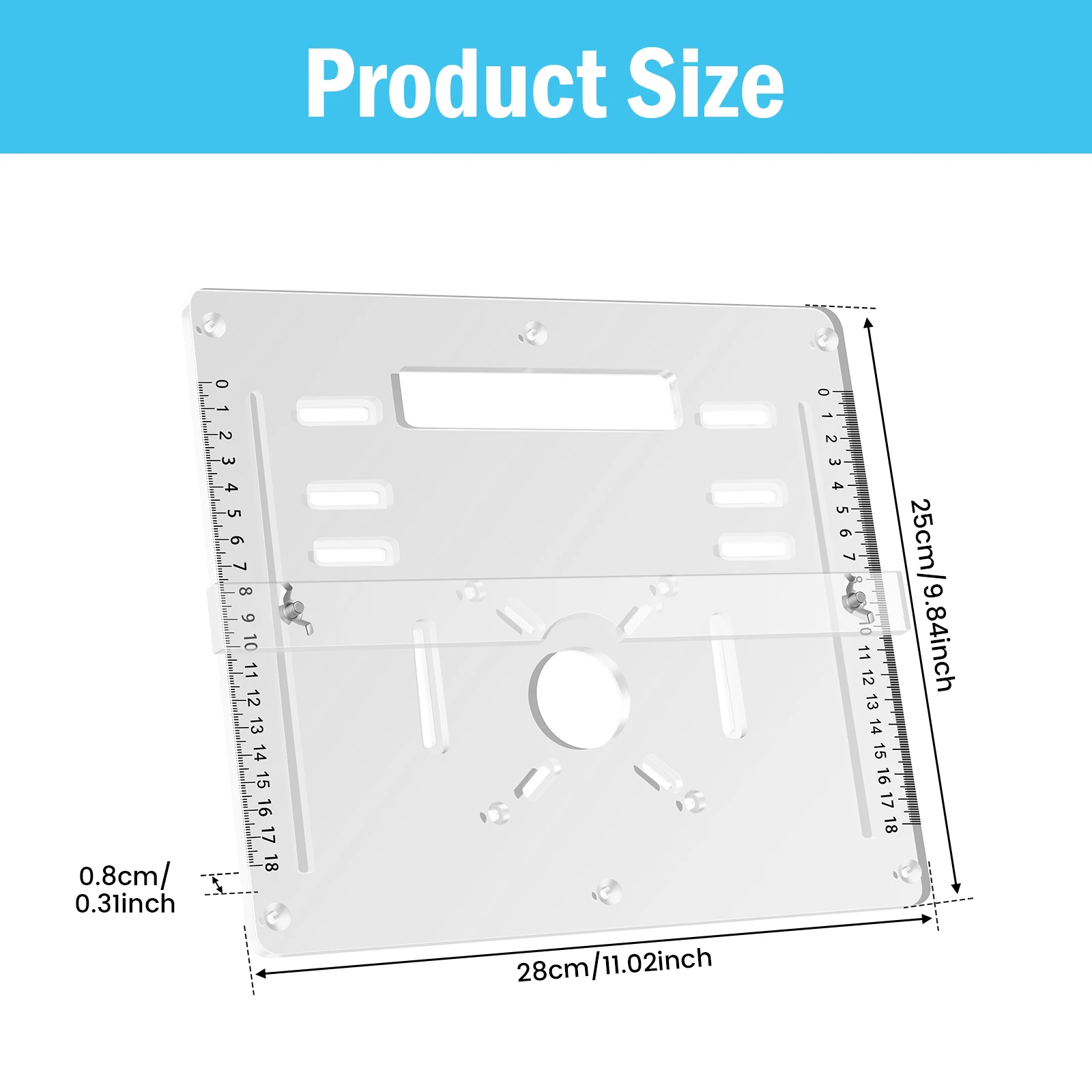 Router Table Insert Plate Acrylic Wood Router Flip Board Adjustable Trimming Machine Flip Plate Transparent Wood Milling Flip