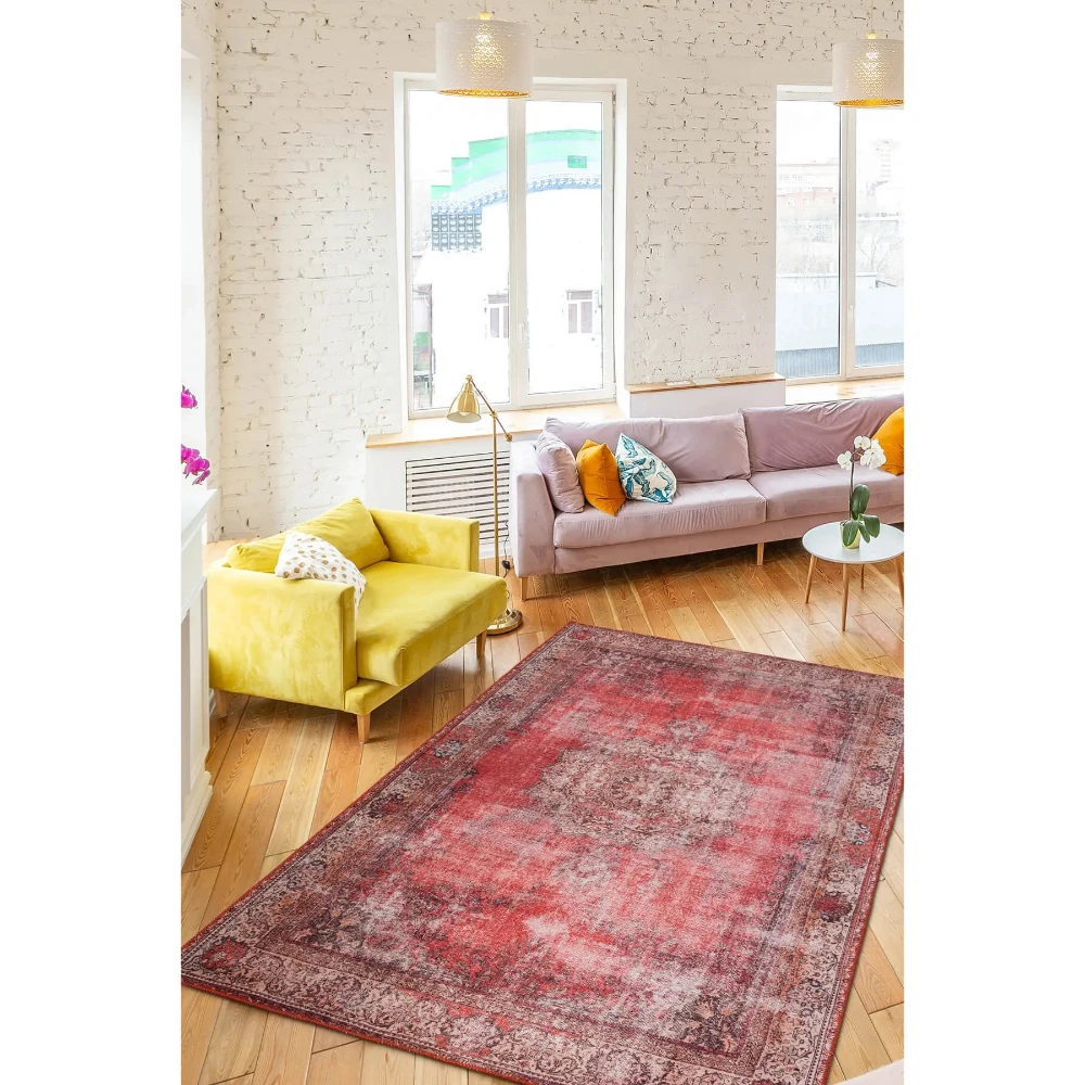 

Blues Sonil Vintage Patterned Woven Floor Decorative Red Living Room, Kitchen Carpet Cotton Quality Handmade Middle East Design