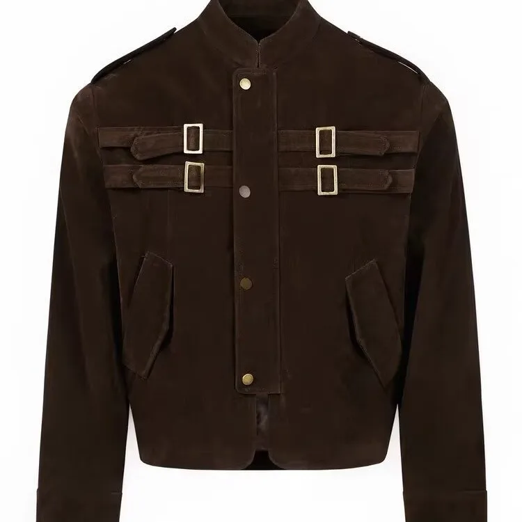 

Women Jackets Solid Short Coats Pocket Button Zipper Stand Collar Long Sleeves Loose Fit Casual Streetwear 2025 Spring Autumn