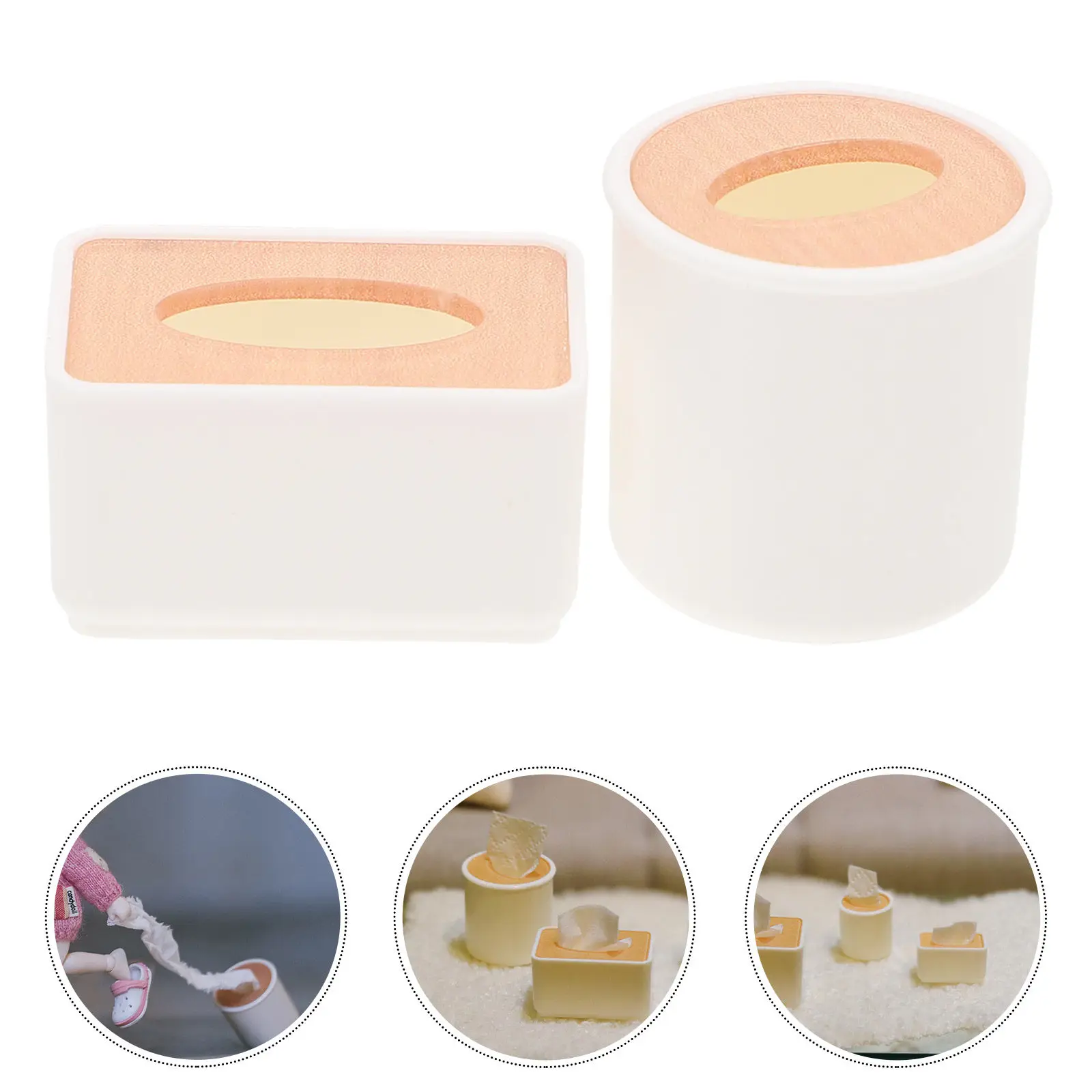 

2Pcs Miniature Plastic Tissue Box Compact Design Household Decor Mini House Ornament DIY Craft Photo Prop Decoration