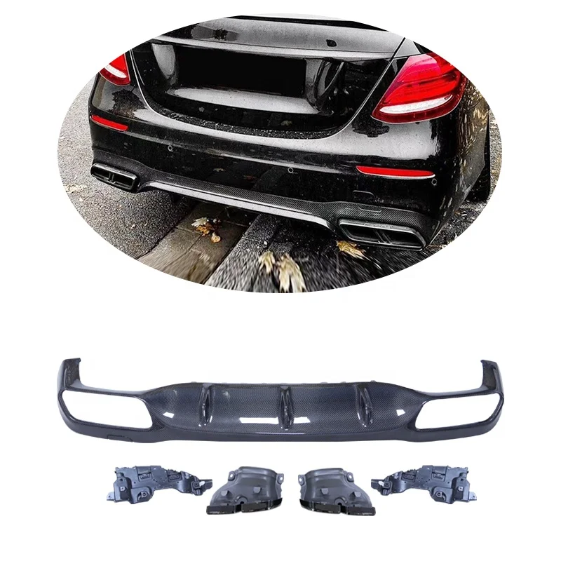 

Factory Outlet With Exhaust Carbon Fiber Rear Bumper Lip Diffuser for Mercedes Benz E Class W213 Diffuser 2016-2020