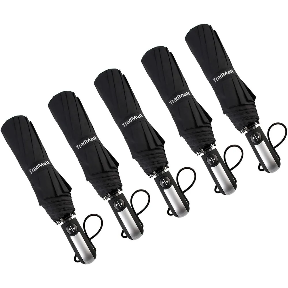 

5 Pack Bulk Umbrellas Travel Windproof Portable Compact Large Size Canopy for Rain Auto Open & Close