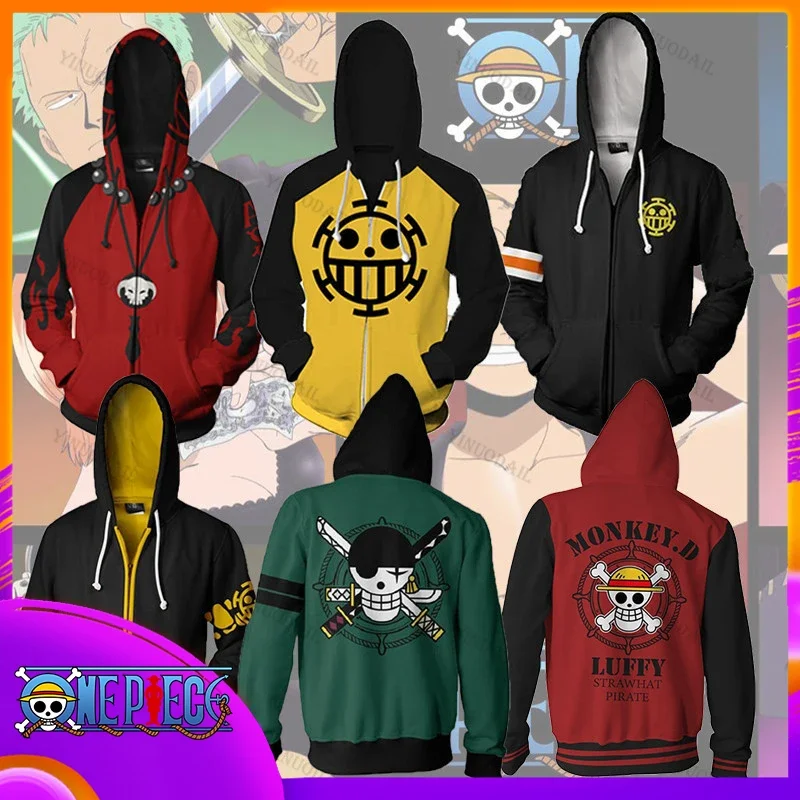 Sweat à capuche une pièce pour hommes et femmes, pull Anime, Luffy, Zan, Sabo, Shanks, Law Battle, mode décontractée, printemps et Au