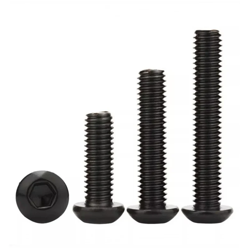 5~100pcs M2 M2.5 M3 M4 M5 M6 M8 Black 304 Stainless Steel Round Pan Head Hex  Allen Screws Button Head Hexagon Bolt