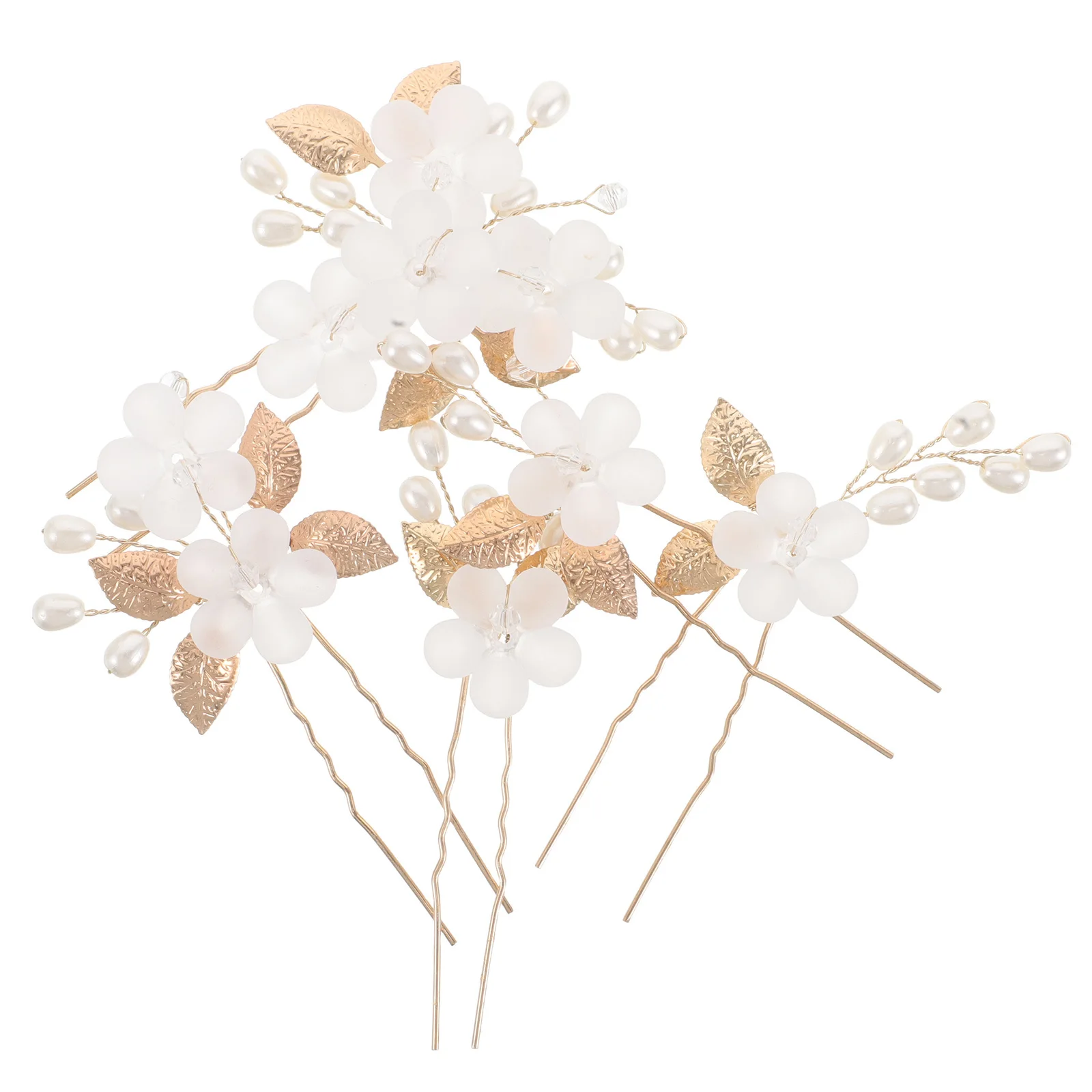 

5Pcs Wedding Hair Fork Elegant U Shaped Metal Bridal Hairpins Floral Design Bridesmaid Hair Accessories for Weddings Parties