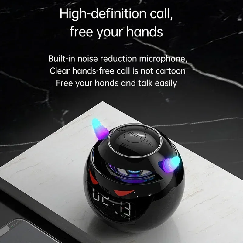 Mini-Lautsprecher Wecker drahtlose Kugelform Uhr Lautsprecher Bluetooth-Lautsprecher Audio mit LED digitalen Wecker Musik-Player