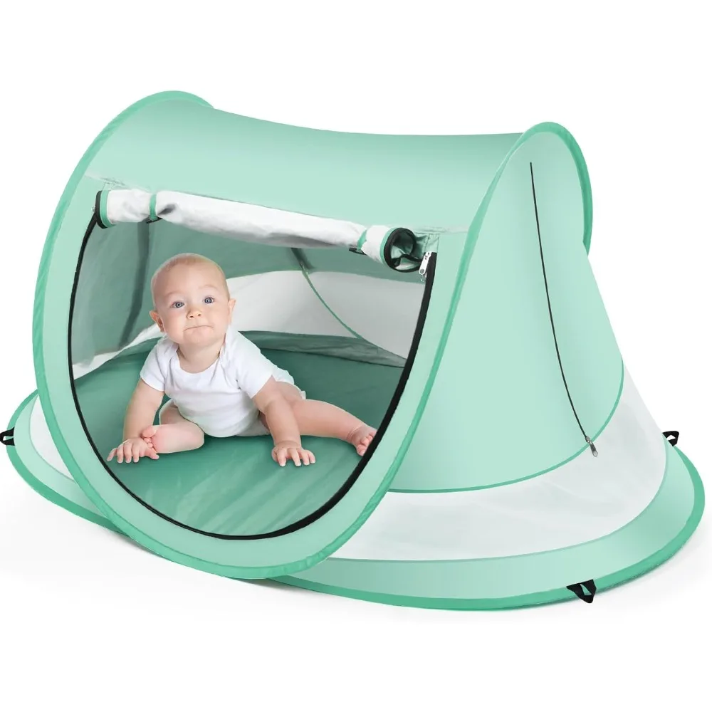 Large Pop Up Beach Tent Sun Shade for Beach,Portable Baby Travel Tent with Mosquito Net,Indoor Baby Play Tent