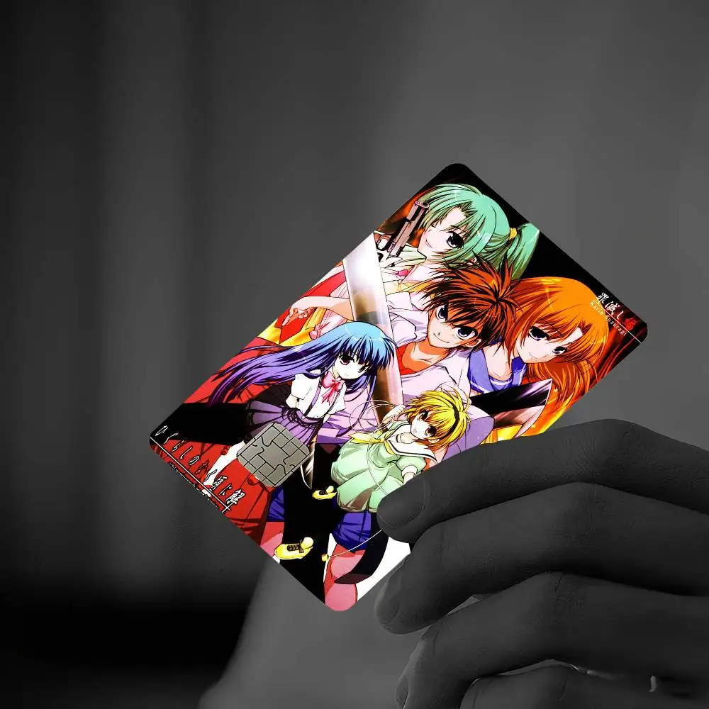 Anime H-Higurashi When They Cry Anmie 4pcs 1Set Sticker Film Skin Cover for Credit Card Debit Bank Card Front view 2