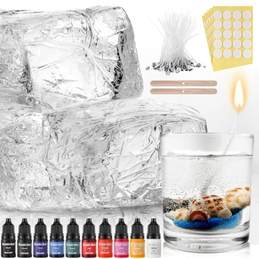 

Гелевый воск для свечей 9,9 фунта, прозрачный, высокоплотный, для изготовления свечей ручной работы, с фитилем и наклейками, с красителем, для набора для самостоятельного изготовления свечей