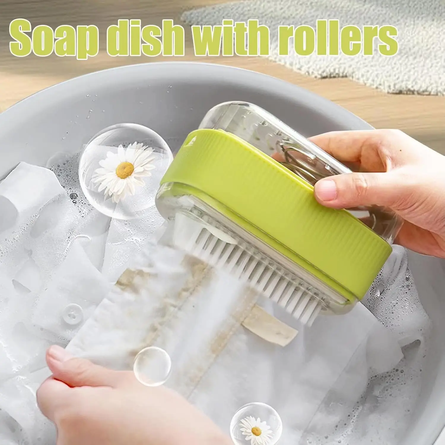 Multifunctional Soap Box Bathroom Roller Brush Type Soap Dish Holder Laundry Soap Drain Box Non-slip Foam Bubbler For Washing