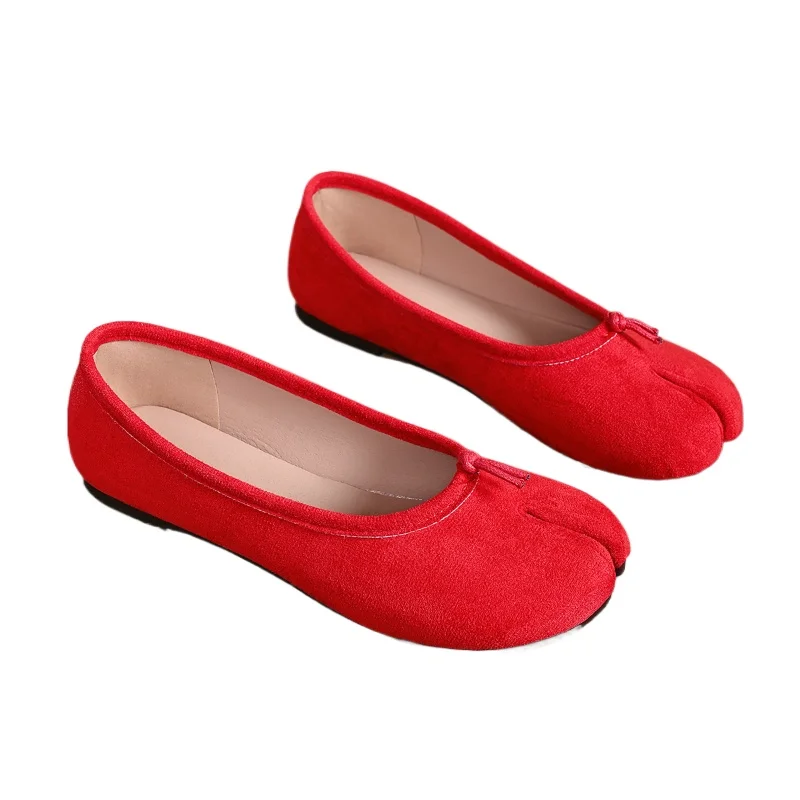 2026 Neue Sommer Flache Damen-Slipper mit Schleife, Tabi-Ninja-Schuhe, Lazy Person Horse Hoof Split Toe Mokassins Loafers Größe 40