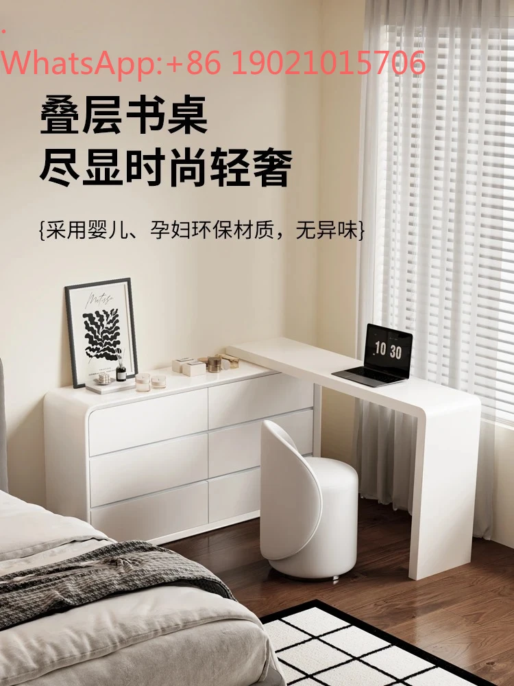 HXL Bedroom Desk Dressing Table Chest of Drawers Integrated Modern Light Luxury Solid Wood Long Table