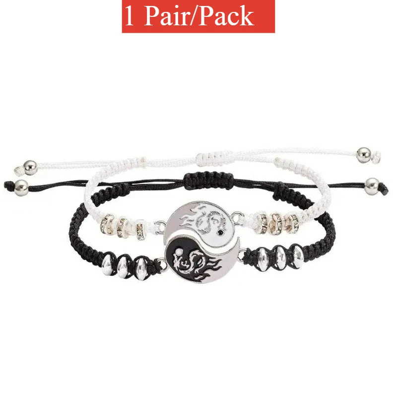 Handmade Woven Couple Bracelet Chinese Tai Chi Pray Good Luck Warding Off Evil Spirits Remove Bad Things Decorative Accessories