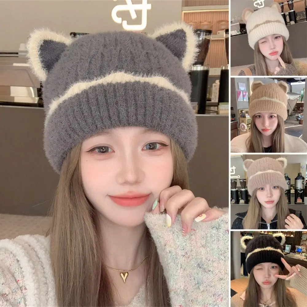 عارضة الدافئة سميكة محبوك قبعة يندبروف Coldproof بونيه قبعات حماية الأذن لخريف شتاء قبعات بونيه #4