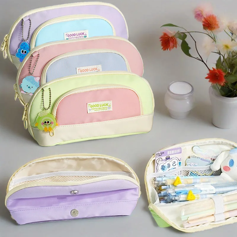 Pencil Bag Large Opening Design Partition Storage Storing Students' Pencils Stationery Office Supplies Brush Travel Toiletries