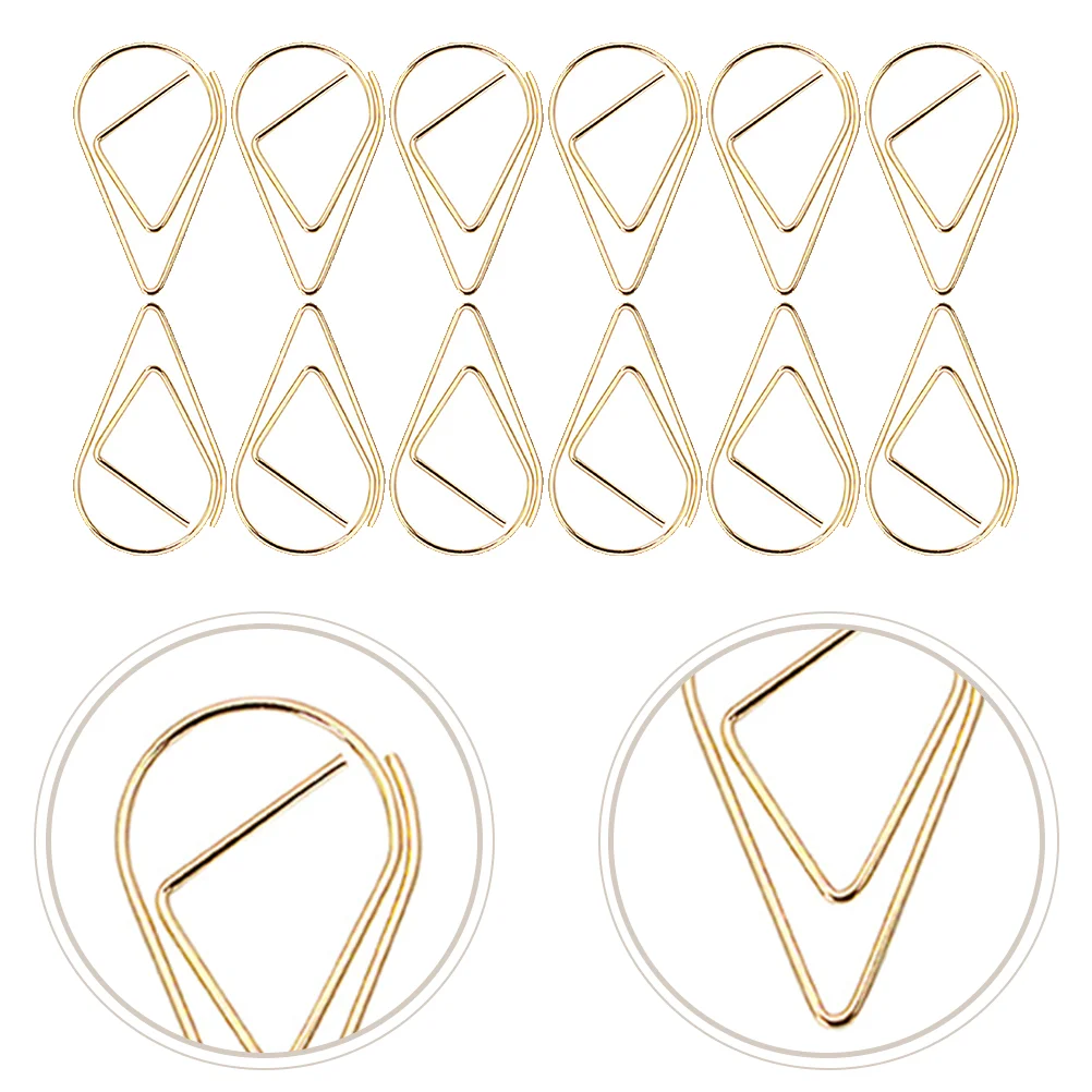 50 Pcs Paper Clip Hearts Clips Office Accessories Metal Bookmark Binder Large Teardrop Mini Paperclip Paperclips