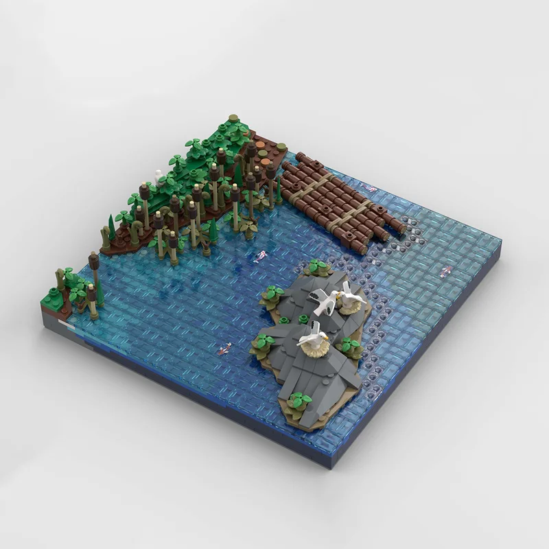 Moc Baustein Modular A13 Castle-Rivers Rocks Floß Landschaft ExpansaionTechnology Block Weihnachten DIY Spielzeug Bau Geschenk