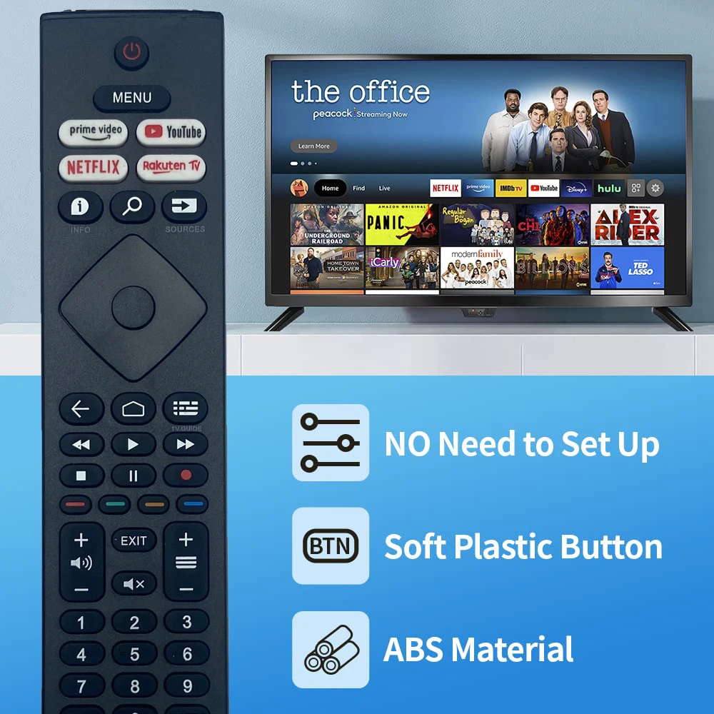 New BRC0984502/01 Replacement Remote Control fit for Philips Smart TV with Netflix YouTube Prime Video Button