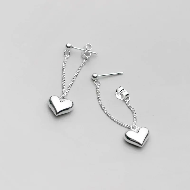 Boucle D’oreille Femmes Heart Chain Earring Jewelry Sterling Silver  Earrings For Women Party Accessories Gift Heart Earrings