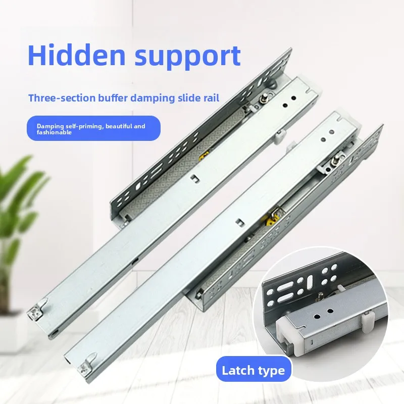 Concealed Three Section Soft Close Wardrobe Drawer Slides In Galvanized Steel Insertion Pin Mounting To Mm Options Or Boards