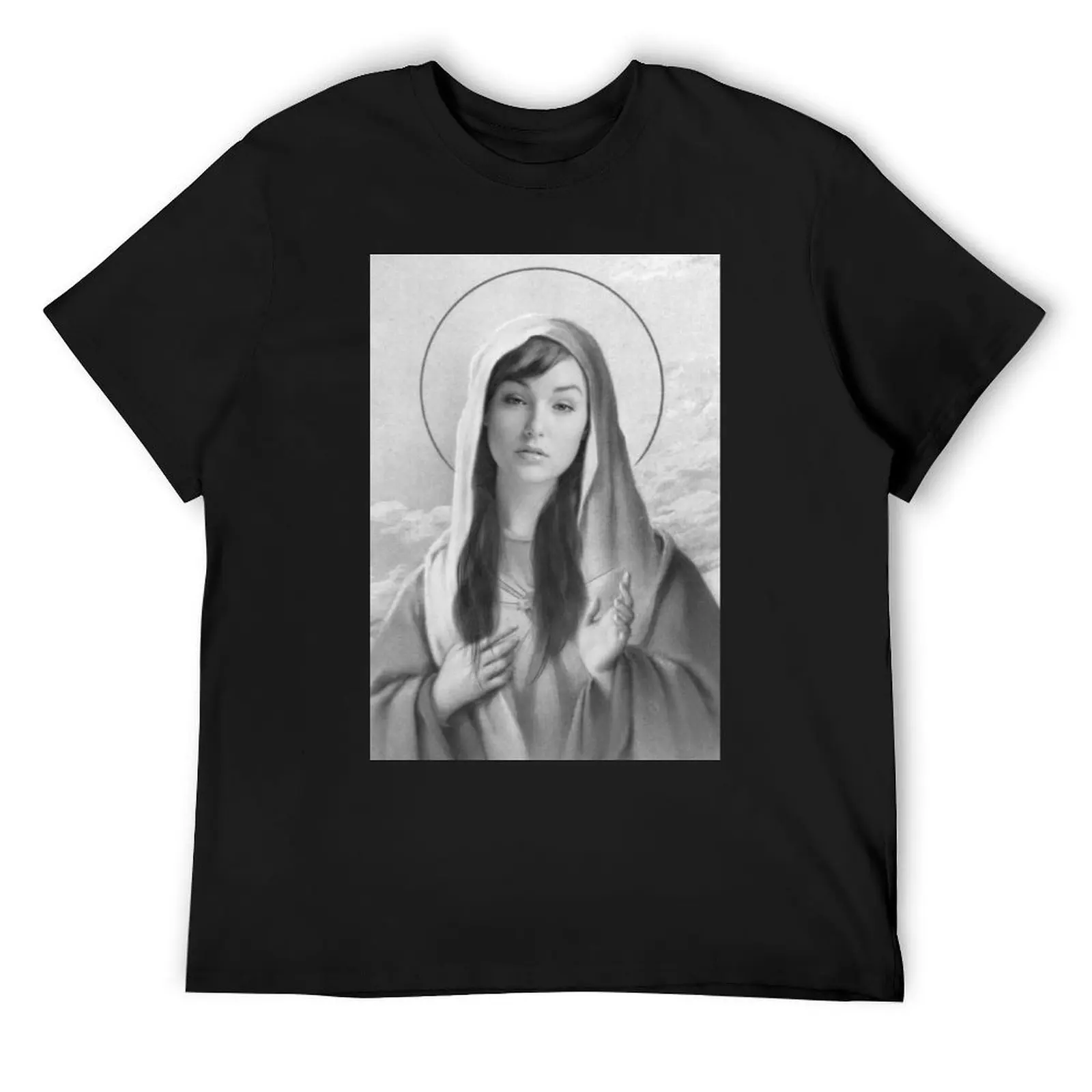 حار بيع الأزياء مريم العذراء ساشا رمادي أبيض وأسود تي شيرت الفراغات الجرافيك قمصان أنيمي الاشياء أنيمي الملابس للرجال المحملة #1