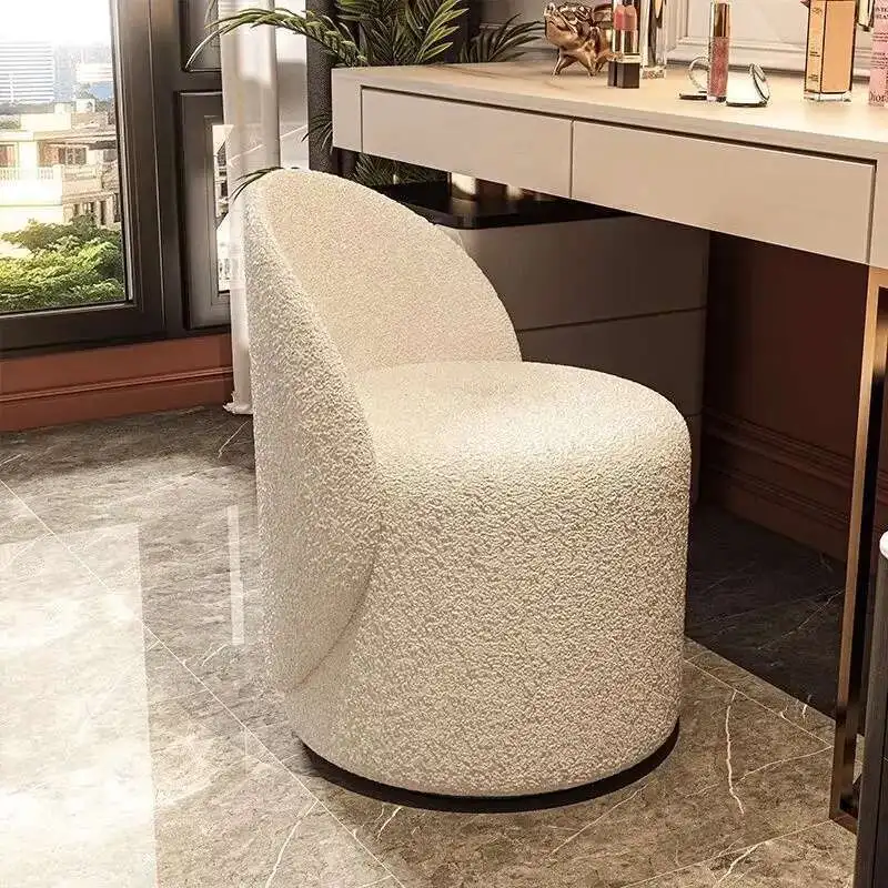 

Light Luxury Solid Wood Comfortable Soft Package Dressing Stool Bedroom Home Backrest Ergonomic Rotatable Creative Leisure Chair